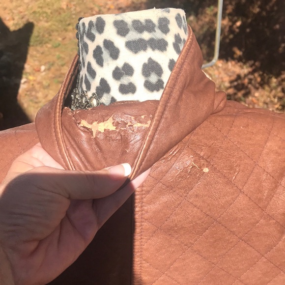 🌲SOLD🤶🏻Giacca Brown Pleather Draw String Fitted - Picture 8 of 8